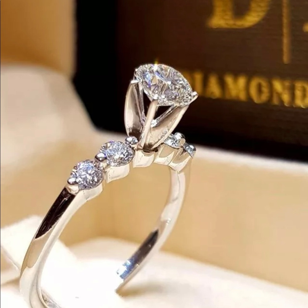 Silver & White Sapphire Ring Size 9